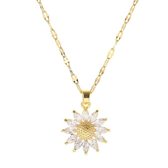 18K Gold Plated Stainless Steel "Flower" Necklace Waterproof Hypoallerge… - Picture 1 of 11